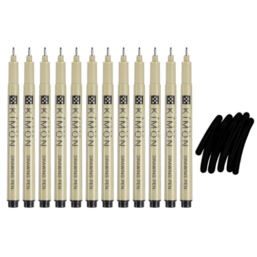 PATIKIL Fineliner Pens, 1mm Fine Points Drawing Pen Waterproof Inking Markers Liner Artist Watercolor Supplies Drawing Kit for Adult Sketching Journaling, Pack of 12 - style: 1mm Fine Points