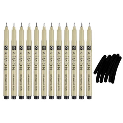 PATIKIL Fineliner Pens, 1mm Fine Points Drawing Pen Waterproof Inking Markers Liner Artist Watercolor Supplies Drawing Kit for Adult Sketching Journaling, Pack of 12 - style: 1mm Fine Points