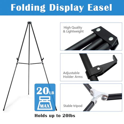 70" Adjustable Aluminum Display Easel Stand, Holds 20 lbs | Versatile Tripod Easel for Artistic Presentations, Lightweight and Sturdy for Art Shows, Exhibitions, and Studios,2 Pack - style: 2 Pack