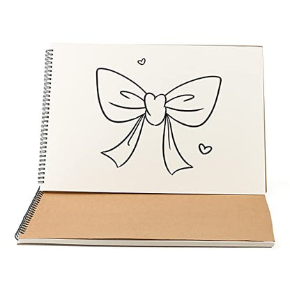 SENJEOK 2 PCS A3 Spiral Bound Drawing Pad, 11.7 x 16.5 Inch Brown Cover Sketchbook, A3 Landscape Sketch Pad for Painting, Doodling, 30 Sheets 60 Pages - size: A3
