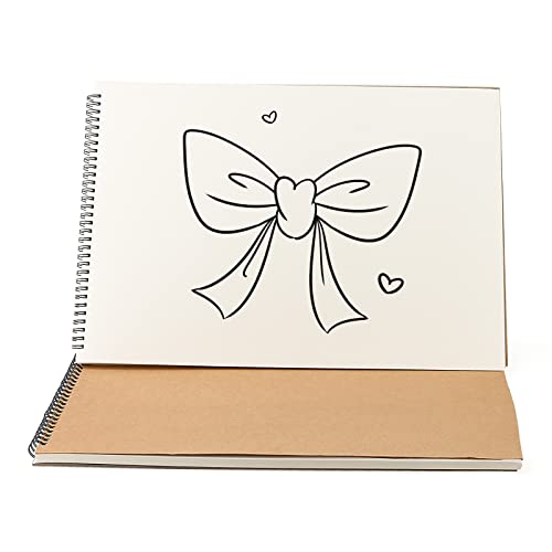 SENJEOK 2 PCS A3 Spiral Bound Drawing Pad, 11.7 x 16.5 Inch Brown Cover Sketchbook, A3 Landscape Sketch Pad for Painting, Doodling, 30 Sheets 60 Pages (Pack of 2) - size: A3 (Pack of 2)