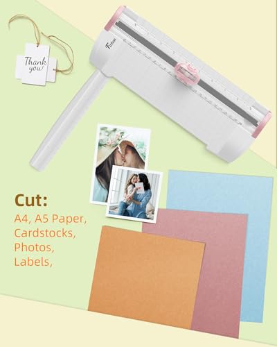 Firbon 3-in-1 Paper Cutter, 9“ Compact A5 Paper Trimmer - color: Pink