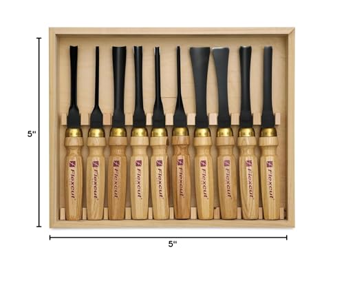 Flexcut Wood Carving Tools | Mallet Deluxe Set | 10-Piece Wood Carving Tools Set | 1095 High Carbon Steel Blades | Ash Hardwood Handles | MC100 | Made in the U.S.A. - size: 10-Piece Deluxe Mallet Set