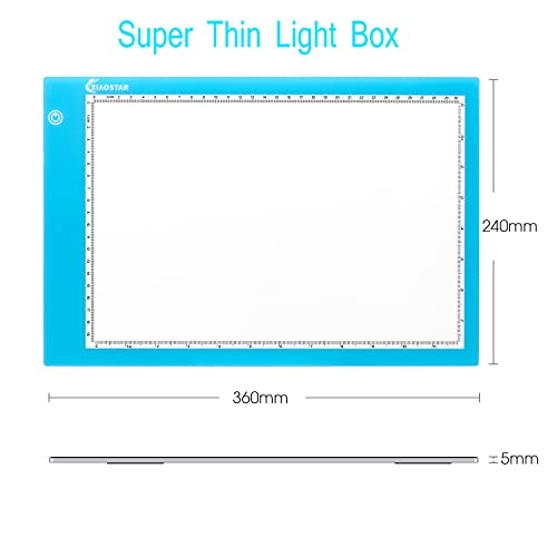 XIAOSTAR Light Box Drawing Pad, 12000 Lux LED Tracing Board A4, USB Powered (Not Rechargeable) PMMA Panel, Adjustable Brightness for Diamond Painting, Sketching, Animation, X-Ray–Includes Accessories | for Artists,Animation Drawing,Sketching,Animation,X-r
