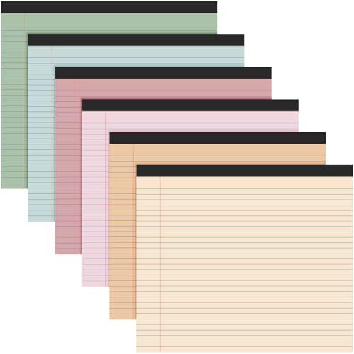 6 Pcs 11" x 9.5" Legal Pads College Ruled Notepad Landscape Notebook Horizontal Lined Notebook 80 Gsm Assorted Colors Paper Pastel Writing Pads for School Office, 40 Sheet (Bible Colors) - color: Bible Colors