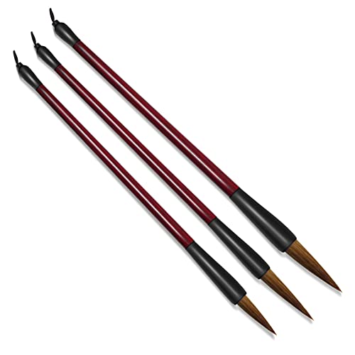 Chinese Calligraphy Brush Set - Kanji Sumi Drawing Brush with Resin Handle for Beginners (3 PCS)