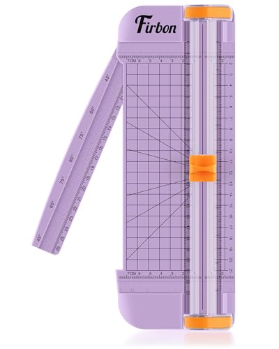 Firbon A5 Paper Cutter, Small Straight Paper Trimmer with Side Ruler | Purple Compact Design | Cuts Photo, Cardstock, Labels & Coupons | Portable Desktop Slicer | Scrapbooking & Craft Projects - color: A5-purple