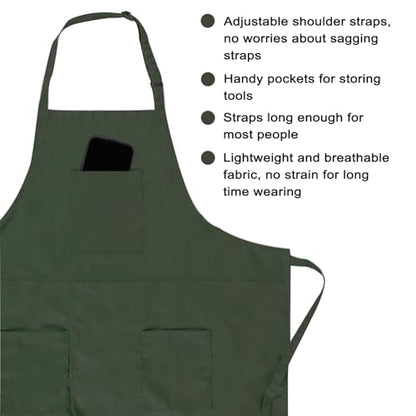 Pottery Split-Leg Make Ceramic Apron, Long Split-Leg Artist Painting Apron with 3 Pockets for Men and Women - color: Dark Green