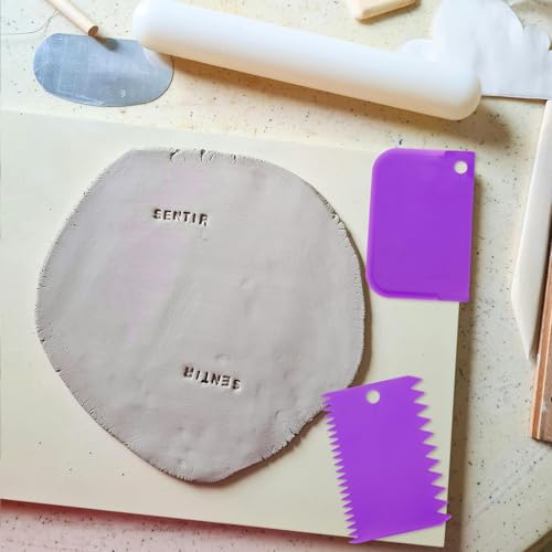 PATIKIL 6 Pcs Plastic Clay Scraper, 1 Set Pottery Tools Soft Carving Scraper Kit Clay Sculpting Tools Ceramics Cutter for Beginners Pottery Modeling, Purple - color: Purple