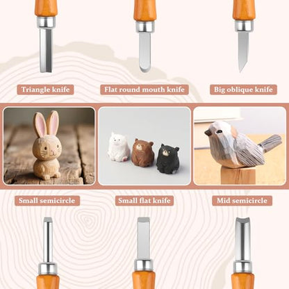 26 in 1 Wood Carving Tools Kit for Beginners | Complete Woodworking Tools Set, Wood Whittling Starter Kit, 4 Wood Knives and 6 Chisels, For Woodworking DIY Hobby Projects
