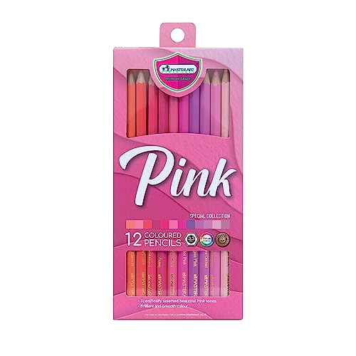 MASTERART Colored Pencils Special Collection Set of 12 Colors for Kids and Adults Coloring (PINK SET)