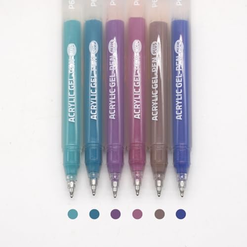 Acrylic Gel Pens for Coloring, 6 Pack 1.0mm Fine Point Gel Pen Set | Quick Drying, Smooth Writing, Black Marker Pens for Drawing, Journaling Art, Black Paper, Book, Large Capacity - color: Black