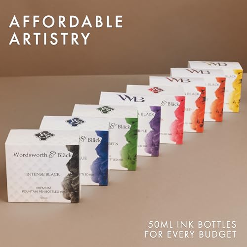 Wordsworth & Black Fountain Pen Ink Bottle, 50ml, Red, Smooth | For Calligraphy, Drawing Journaling, Vivid Saturated Colour, Quick-Drying, Water-Based, Non-Toxic, No Smudge, Vegan