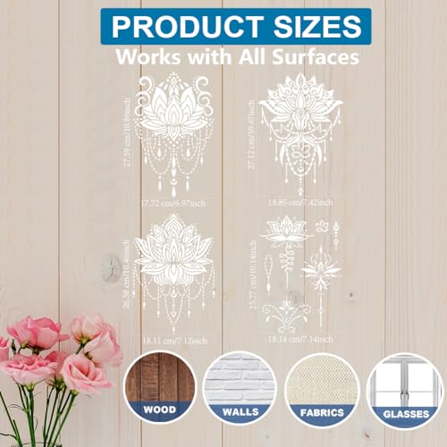 MAYJOYDIY Mandala Lotus Stencils, 11.7 x 8.3 inches, 4 Pieces with Paint Brush, for DIY Crafts - color: Mandala Lotus