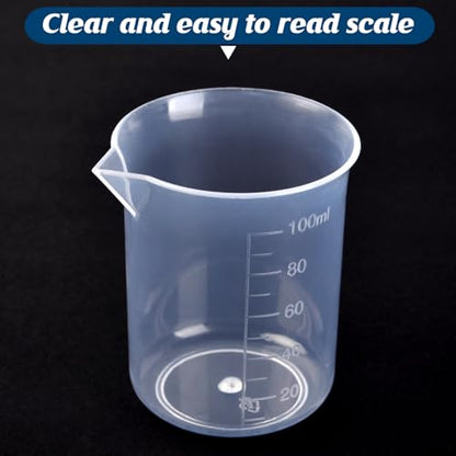 Plastic Measuring Cups, 100ml, Set of 15, for Liquid Measurement and Scientific Experiments - size: 100ML- 15pcs, style: 100ML