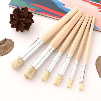 6 Pcs Wood Stencil Brushes Hog Bristle Paint Brushes Art Template Brushes Oil Watercolor Painting Brushes Card Making Paint Brushes Crafts Project Paint Brushes