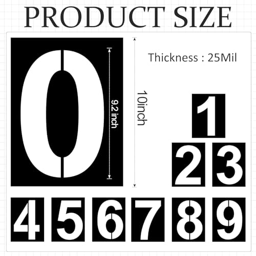 10 Inch Number Stencils Plastic Number Stencils Reusable Digital Painting Templates for Cake Stencil Address Templates - size: 10 Inch