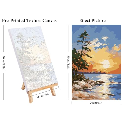 4 Pack Framed Paint by Numbers Kit for Adults with Wooden Easel 8x12 Inch - color: FOP4P-02