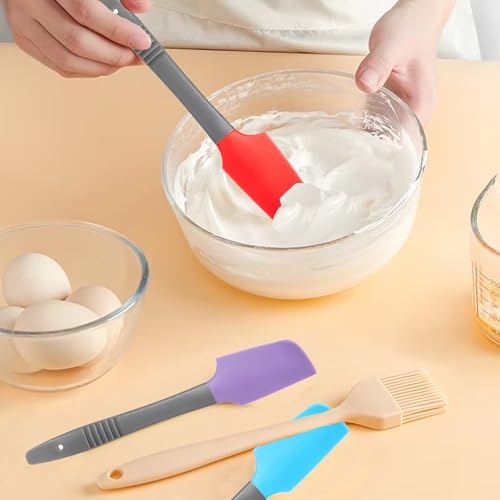 6 Pcs Mini Spatula Silicone,Curved Small Spatula,Spatulas For Kitchen Use,For Kitchen Cooking & Baking,For Use Wet Pet Food Can Jar Cooking Frosting Or Mixing