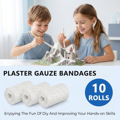 10 Pack Plaster Cloth Gauze Bandages Rolls, Plaster Strips Bulk for Art Craft Body Molds Mask Making Scenery Construction Sculptures Belly Casting, Plaster Cloth Rolls Each 5 Yards