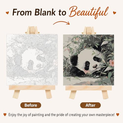 AUKELHJ Framed Paint by Numbers Kit for Adults, Panda, 10x10 inch - color: 03-Panda
