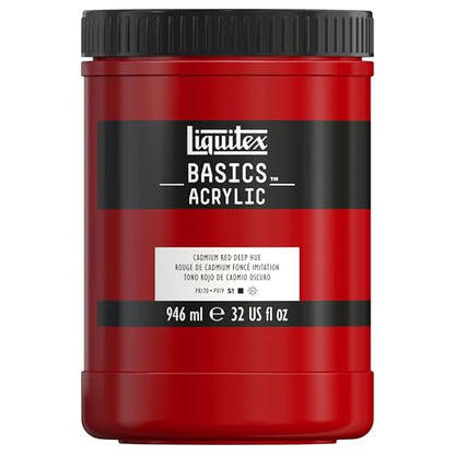 Liquitex BASICS Acrylic Paint, 32-oz Jar, Cadmium Red Deep Hue - color: Cadmium Red Deep Hue, size: 32 Fl Oz (Pack of 1)