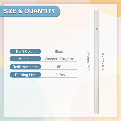PATIKIL 5B Graphite Pencils for Drawing, 12Pcs Sketching Pencils Wood Supplies Set Break-Resistant Lead with Built-in Sharpening Area for Painting Sketching Artist Design - style: 5B