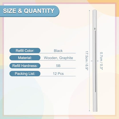 PATIKIL 5B Graphite Pencils for Drawing, 12Pcs Sketching Pencils Wood Supplies Set Break-Resistant Lead with Built-in Sharpening Area for Painting Sketching Artist Design - style: 5B