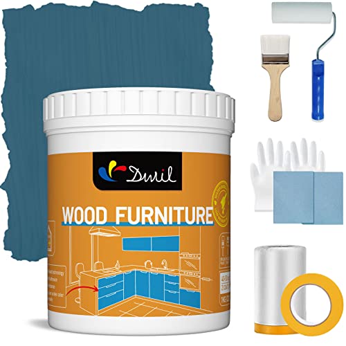 DWIL Acrylic Wood Paint for Furniture - Semi-Gloss Paint Suitable for Wood Surface Renovation, Water-Based All match Paint, Non-Toxic & Odorless, Eco-Friendly & Healthy (32OZ, European Blue) - color: European Blue
