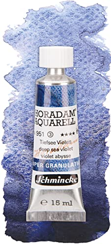 Schmincke - HORADAM® AQUARELL, Super Granulation, 14 951 006 Deep Sea Violet, 15 ml tube, very strong granulating colors, finest, super-granulating watercolors