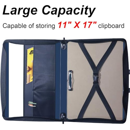 Acocony 11x17 Art Portfolio PP Material Blue Pack of 1 | 11x17 Art Portfolio Case with Zipper Closure Oxford Cloth Edge Waterproof - color: Blue