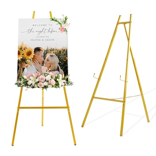 Gold Easel Stand for Sign, 43.5in Heavy Duty - size: high--43.5"