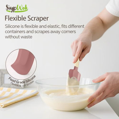 Silicone Spatula Set, Food Grade Rubber Spatula-5 Piece Nonstick Rubber Spatulas, Spoonula, Jar Scraper for Cooking, Baking, Mixing, Frosting - Heat Resistant Up to 600°F (5 Pcs Pink) - color: Pink