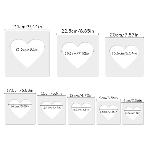 Heart Stencil, 8 PCS Different Size Heart Stencils, Hearts Template Stencil, Large Stencil for Spray Painting, Painting Template for Fabric Walls Arts Pape - style: heart