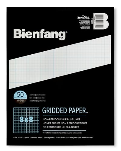 Bienfang Designer Grid Paper Pad, 8x8 Cross Section, 8.5 x 11 inches, 50 Sheets - color: 8x8 Cross Section, size: 8.5 x 11