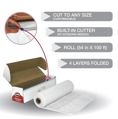 Neatiffy Disposable Plastic Table Cloth Roll | Waterproof Tablecloth | Table Cover for Picnic, Party, Banquet, Birthdays, Weddings | White | 54 inches x 100 feet | Rectangle, Square, Round, Oval - color: White Solid, size: 54 inches X 100 feet