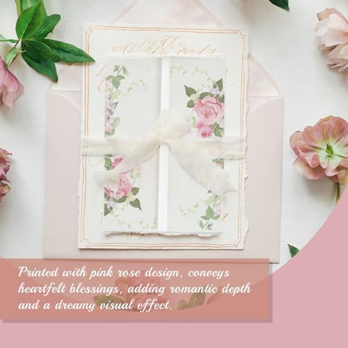 Goefun 50 Pack 5x7 Pre-Folded Vellum Jackets 5x7 with Pink Rose Pattern - color: pattern-pink rose, size: 5x7-50pcs