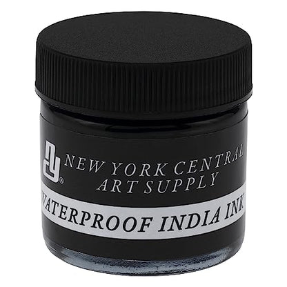 New York Central® India Ink 1oz Bottle - Make an Impact with Matte Black India Ink, Perfect for Artists, Calligraphy, Illustrations, & More - size: 1 Fl Oz