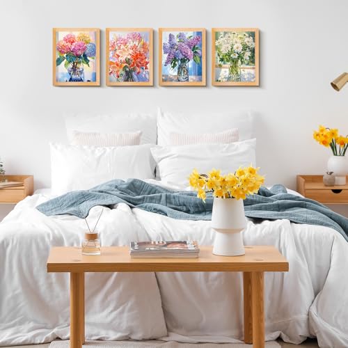 Yeaqee 4 Pcs Hydrangea Diamond Art Kits for Adults Flowers Gem Painting Kit DIY Jewel Diamond Art for Beginners Aesthetic Room Crafts Cute Painting Pictures 5d Craft Wall Decor for Home 10 x 11.8'' - style: Flower Vase