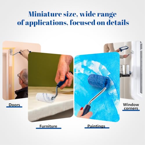 2 Inch Small Paint Roller Kit, 3/8” Nap, 15 Pack | Microfiber Paint Roller Covers, Paint Tray with Liner, Foam Brush, for small spaces, Windows, Cabinets, Walls and touch-ups