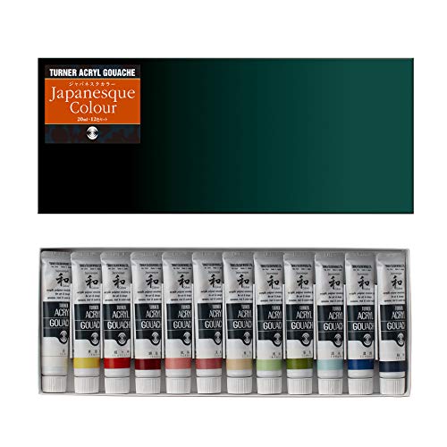 Turner Acrylic Paint Set Japanesque Artist Acryl Gouache - Based on Traditional Japanese Colors From Nature, Coarse, Rough, Gritty Texture - [Set of 12 | 20 ml Tubes]