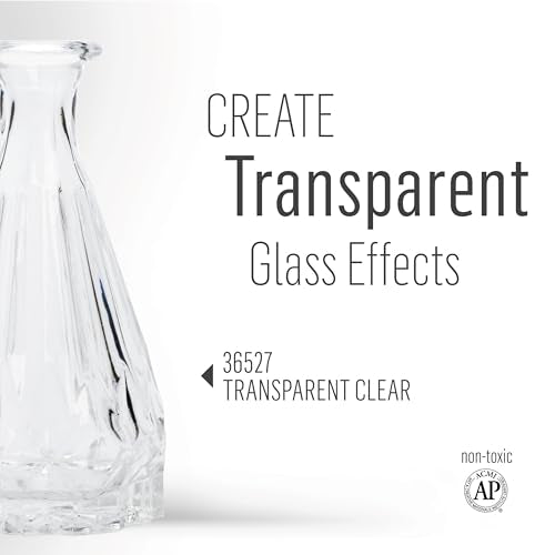 FolkArt Murano Transparent Acrylic Glass Paint, Clear, Perfect for Indoor and Outdoor Arts and Crafts Projects, 2 fl oz, 36527 - color: Transparent Clear, style: Transparent
