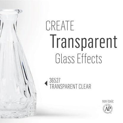 FolkArt Murano Transparent Acrylic Glass Paint, Clear, Perfect for Indoor and Outdoor Arts and Crafts Projects, 2 fl oz, 36527 - color: Transparent Clear, style: Transparent