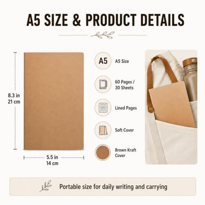 Mimorou 100 Pcs A5 Journals Notebooks Bulk,Brown,Lined - color: Brown, style: Lined