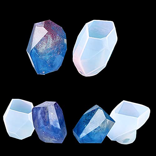 3 Pcs Large Gem Resin Molds,Jewelry Mold for Resin Casting,Multi-Faceted Stone Silicone Molds for Epoxy DIY Aromatherapy,Candle Making