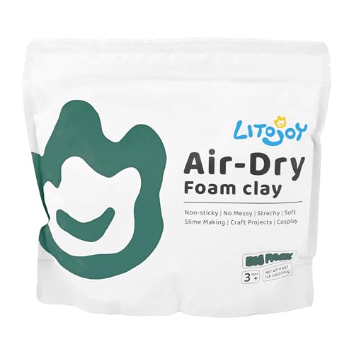 Teal Green Air Dry Foam Clay 1.1lbs/500g, Soft & Easy to Mold | Soft, lightweight, non-sticky and stretchy; easy to mold for family crafts, slime, cosplay props, school art and home decor. - color: Teal Green