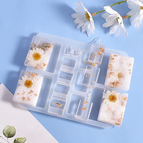 5 Pcs Jewelry Resin Molds Silicone Rectangle Resin Casting Molds Epoxy Molds Silicone Rectangle for Jewelry Making Bracelet - color: 5pcs-150x125x8mm-rectangle resin silicone mold