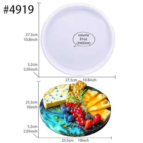Cheese Board Resin Mold Round Large 10inch Make Epoxy Table Serving Tray Cutting Block Platter - color: Circle Cheese Board