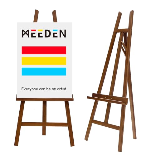 MEEDEN Wooden Easel Display Stand: Adjustable Art Easels for Sign, A Frame Painting Easel for Canvas up to 60", Ideal for Artist Adults Drawing Picture Poster - Walnut - color: Walnut, size: Medium