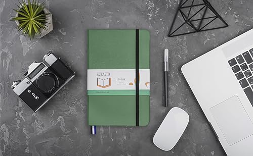 Hardcover Notebook Blank Journal Sketchbook for Drawing, Medium 5.5 by 8.4 Inch, 100 GSM Thick Paper (Green, Plain) - color: Green